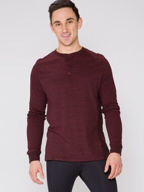 NWT Threads 4 Thought Men's LS Henley Thermal Shirt Biking Red Size XL